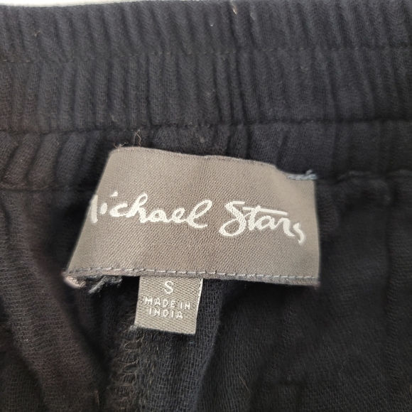 Michael Stars Sz S Crinckle Jogger Pants Black Pockets Drawstring - Picture 4 of 7